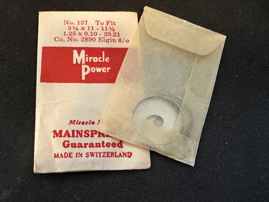 Miracle Power Mainspring #137 for Elgin 6/0s movements No. 2890 - Steel