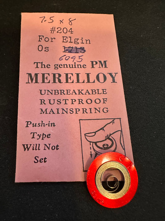 PM Merelloy Mainspring #204 for Elgin 0s movements No. 2097 / 6095 - Alloy