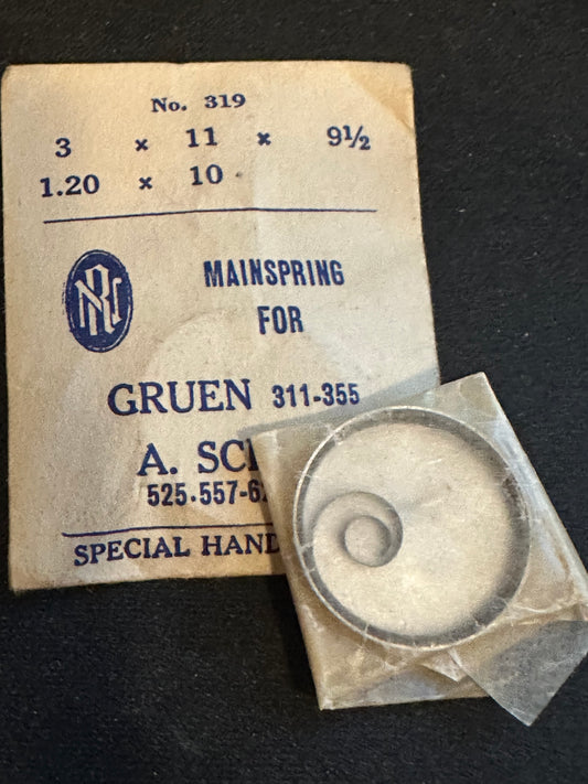RN Mainspring No. 319 for Gruen caliber 311, 355, AS 525, 557, 624, 962 - Steel