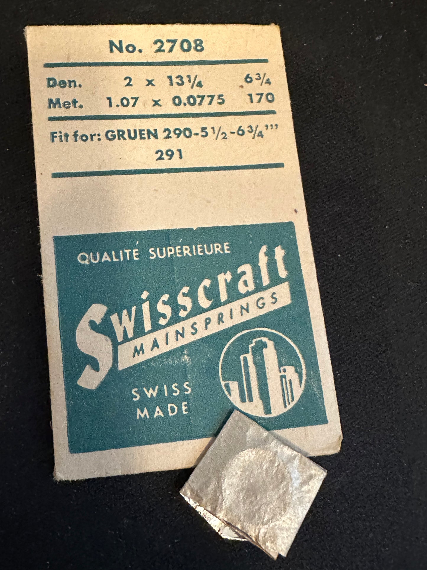 Swisscraft Mainspring #2708 for Gruen caliber 290, 291 - Steel