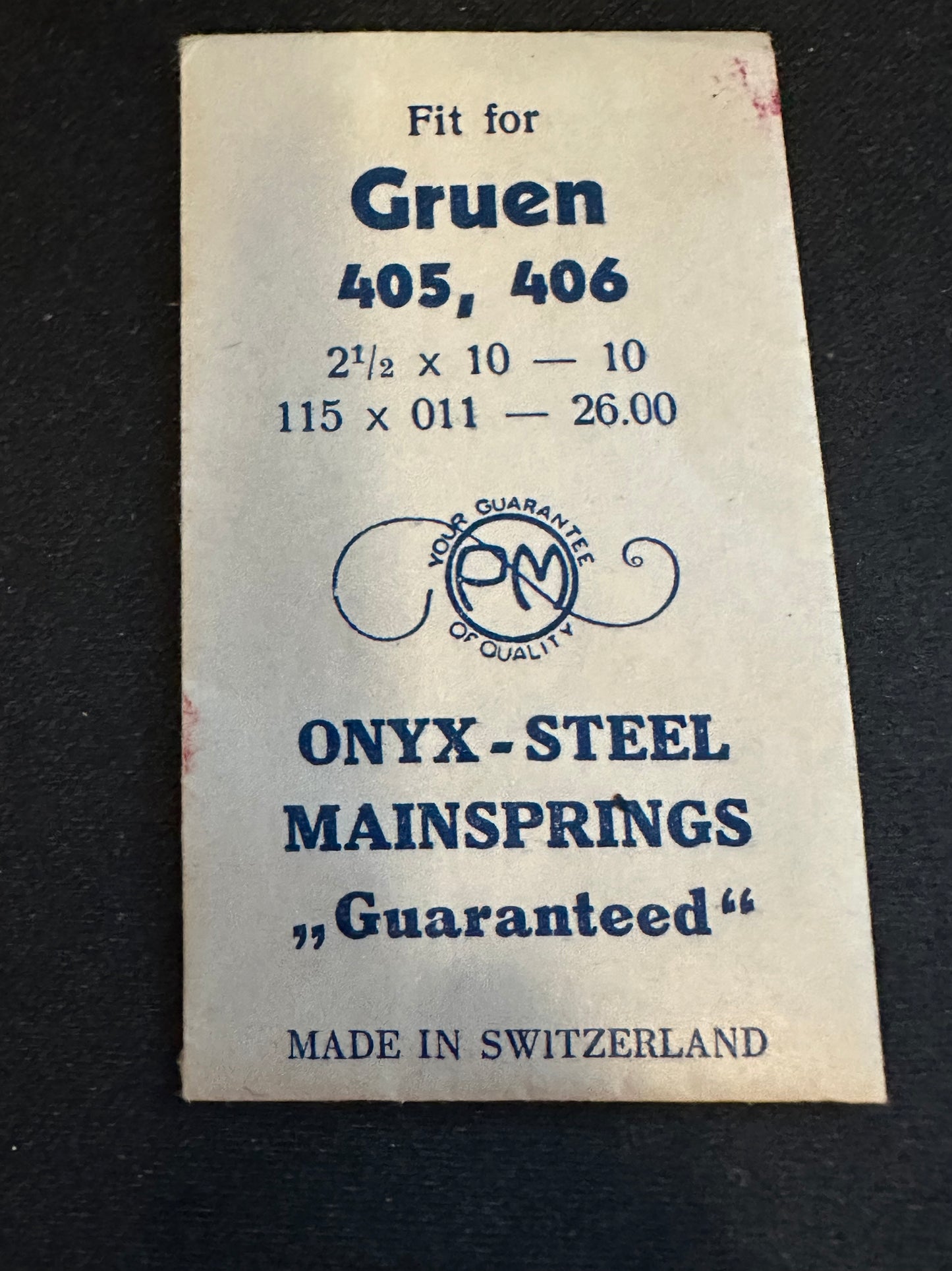 PM Mainspring No. 22 for Gruen caliber 405, 406, 410, 411, 420, 425 - ONYX Steel