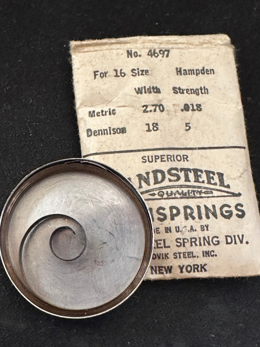 Sandsteel Mainspring for Hampden 16s No. 4697 - Steel
