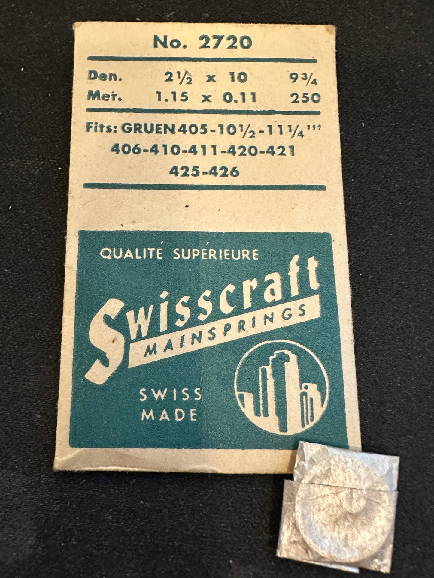 Swisscraft Mainspring #2720 for Gruen caliber 405, 406, 410, 411, 420, 421, 425, 426 - Steel