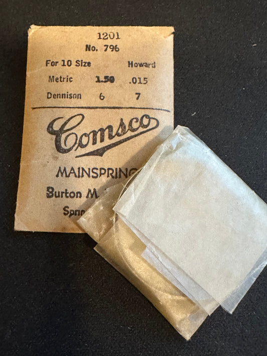 Comsco Mainspring #1201 for Howard 10s Factory No. 796 - Steel