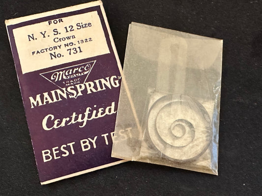 Marco Mainspring #731 for NY Standard 12s Excelsior No. 1322 - Steel