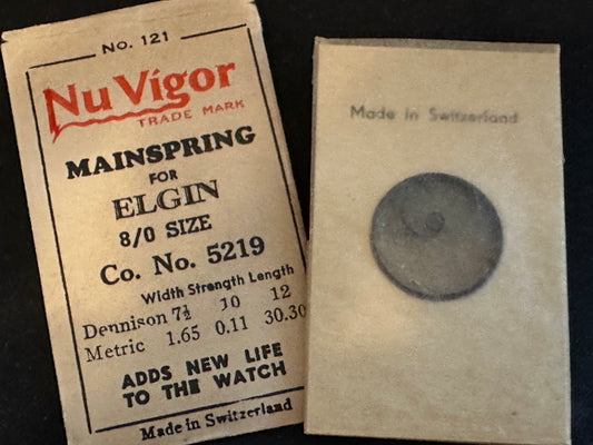 NuVigor Mainspring #121 for Elgin 8/0s Factory No. 5219 - Steel