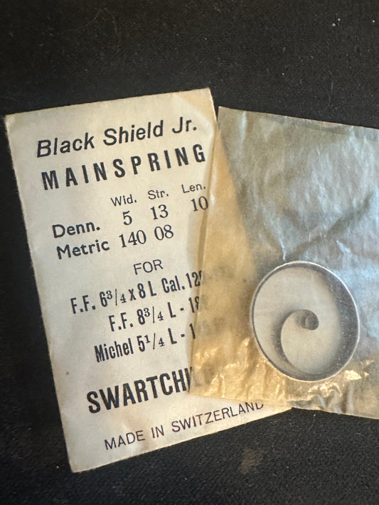Swartchild Black Shield Jr Mainspring for Font 120 - 123, 189, A. Michel 115 - Steel