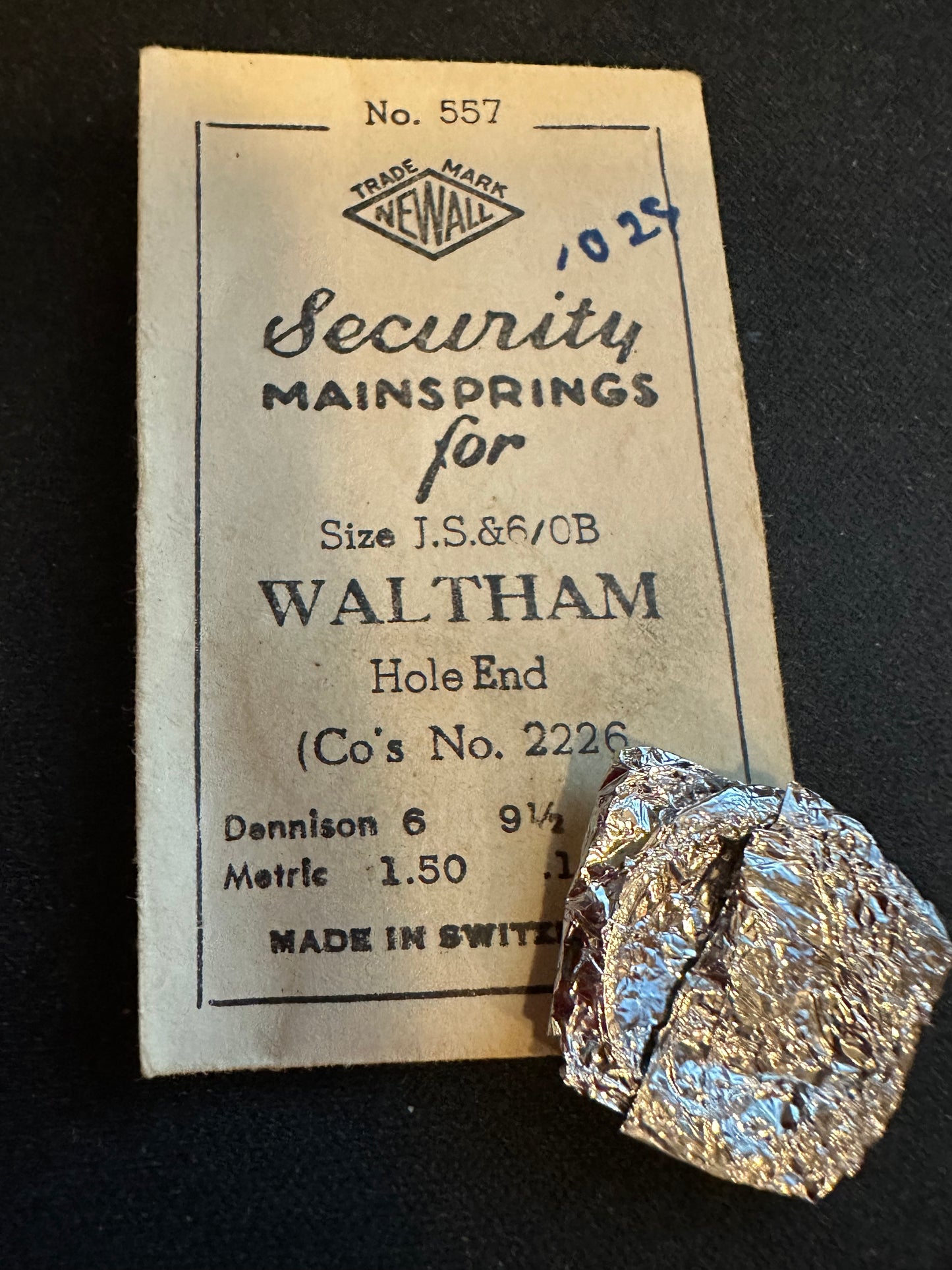 Newall Security Mainspring #557 for 6/0s Waltham Jewel Series No. 2226 - Steel