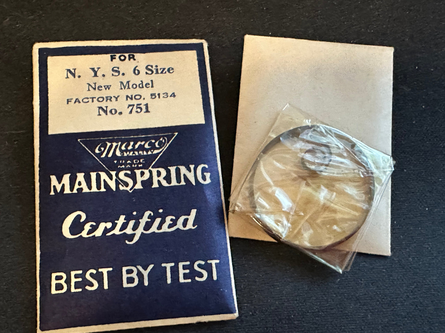 Marco Mainspring #751 for NY Standard 6s New Model No. 5134 - Steel