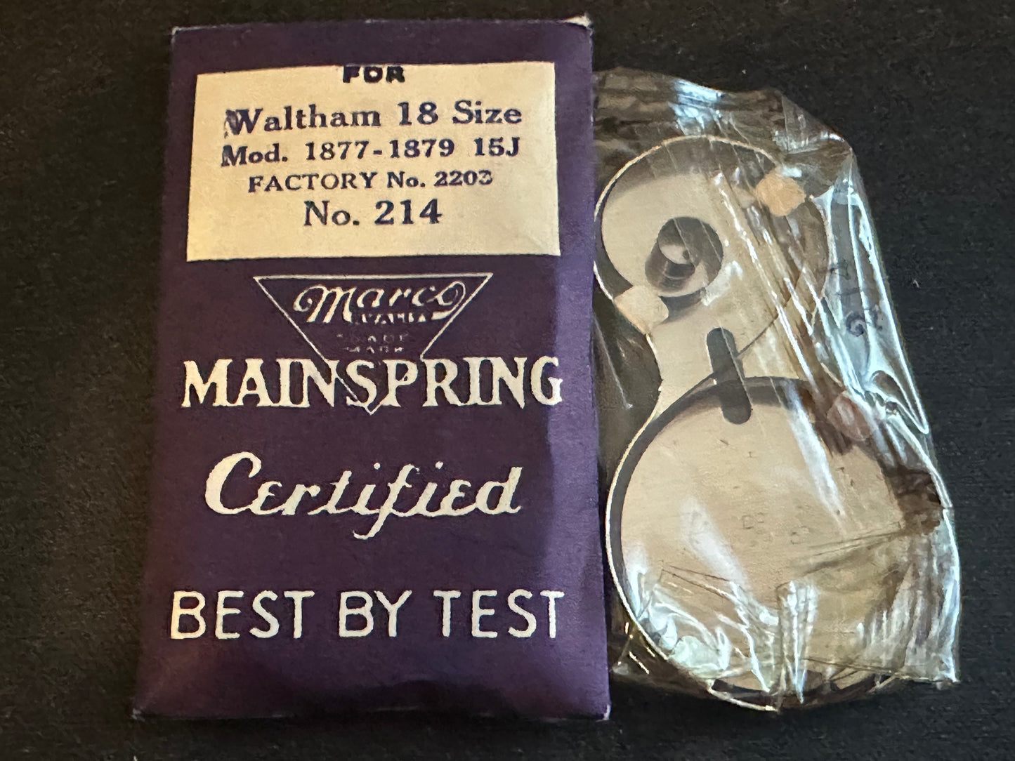 Marco Mainspring #214 for 18s Waltham Factory No. 2203 - Steel