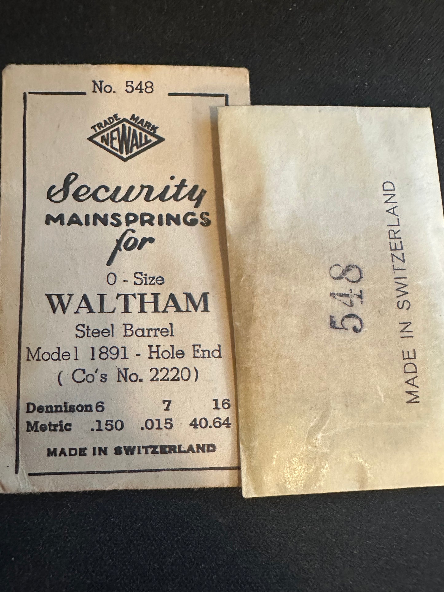 Newall Security Mainspring #548 for 0s Waltham No. 2220 - Steel