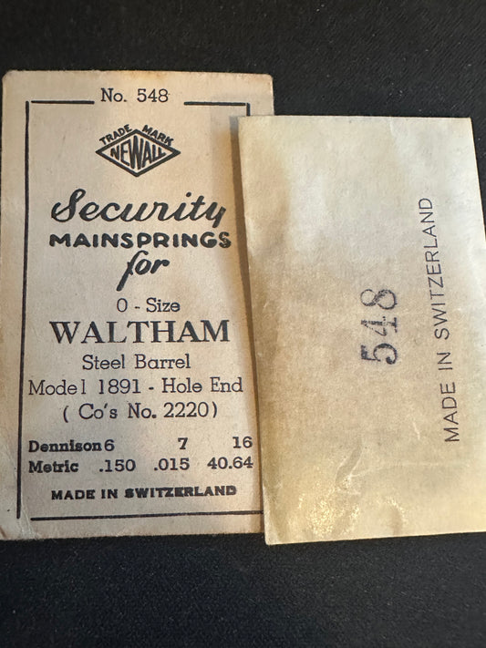 Newall Security Mainspring #548 for 0s Waltham No. 2220 - Steel