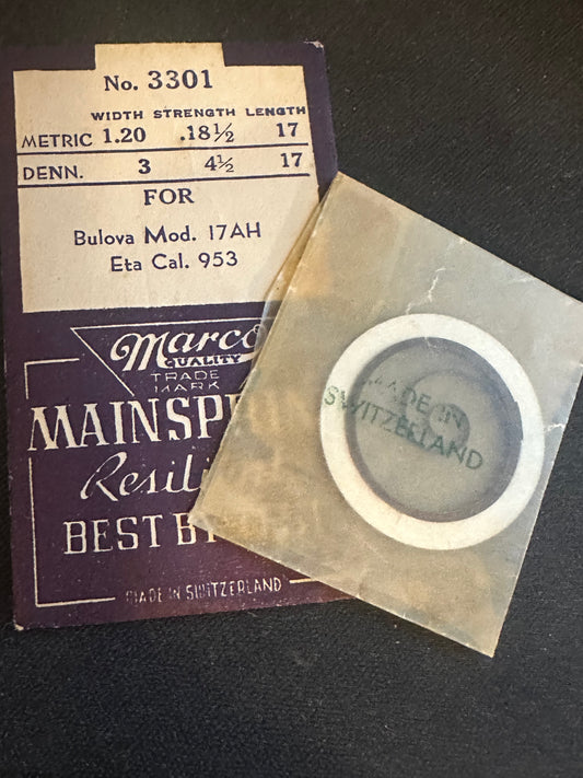 Marco Mainspring #3301 for Bulova 17AH, ETA 953 - Steel