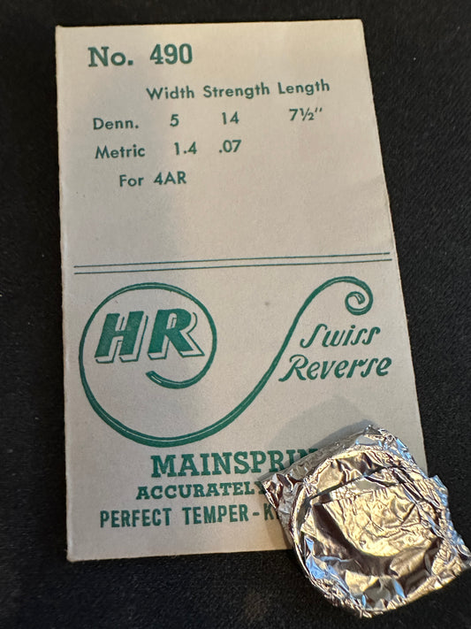 HR Mainspring No. 490 for Bulova caliber 4AR - Steel