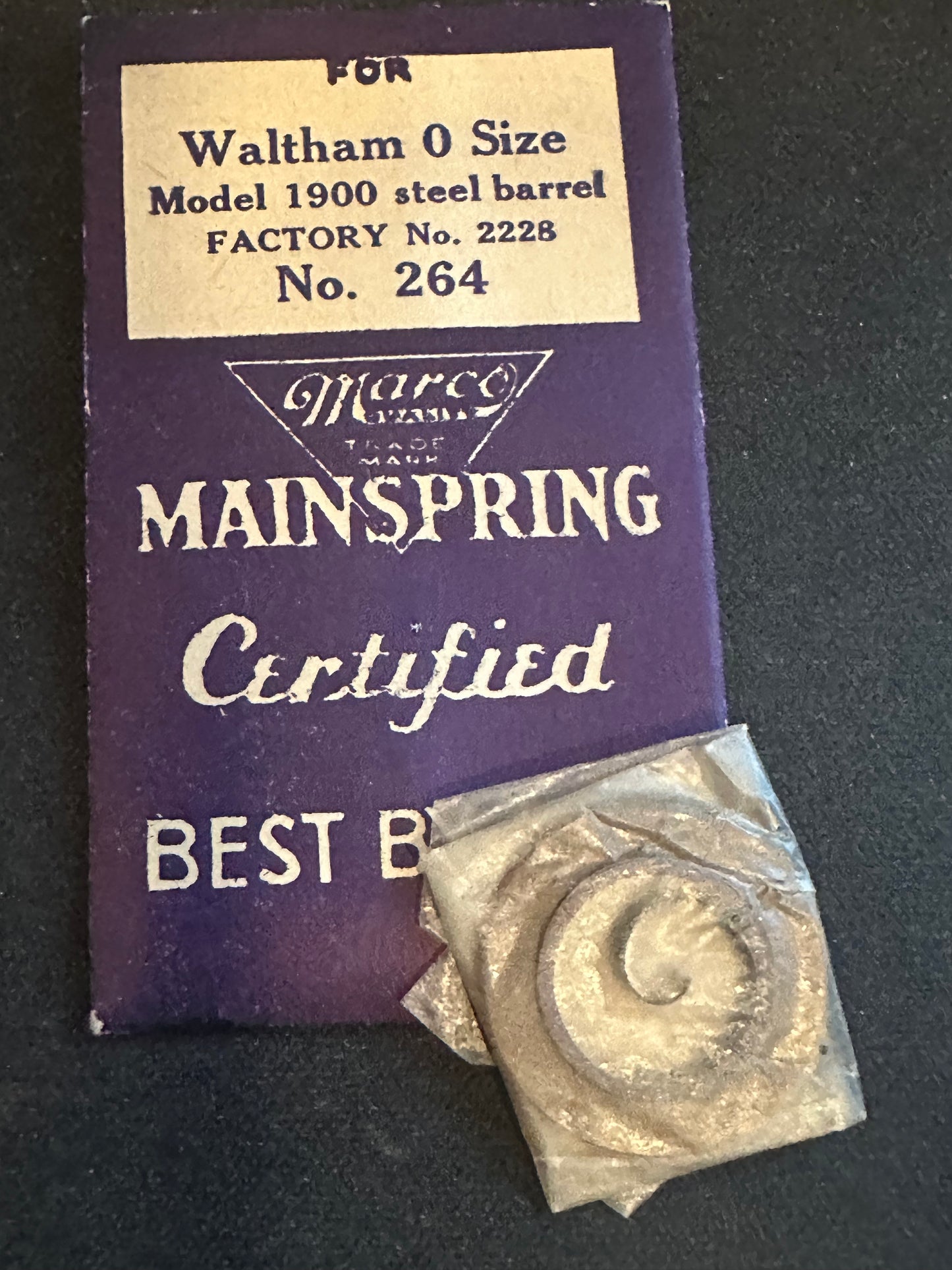 Marco Mainspring #264 for 0s Waltham Factory No. 2228 - Steel