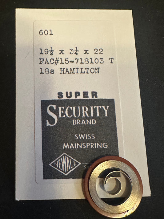 Newall SUPER Security Mainspring #601 for 18s Hamilton No. 15 / 718013 - Alloy