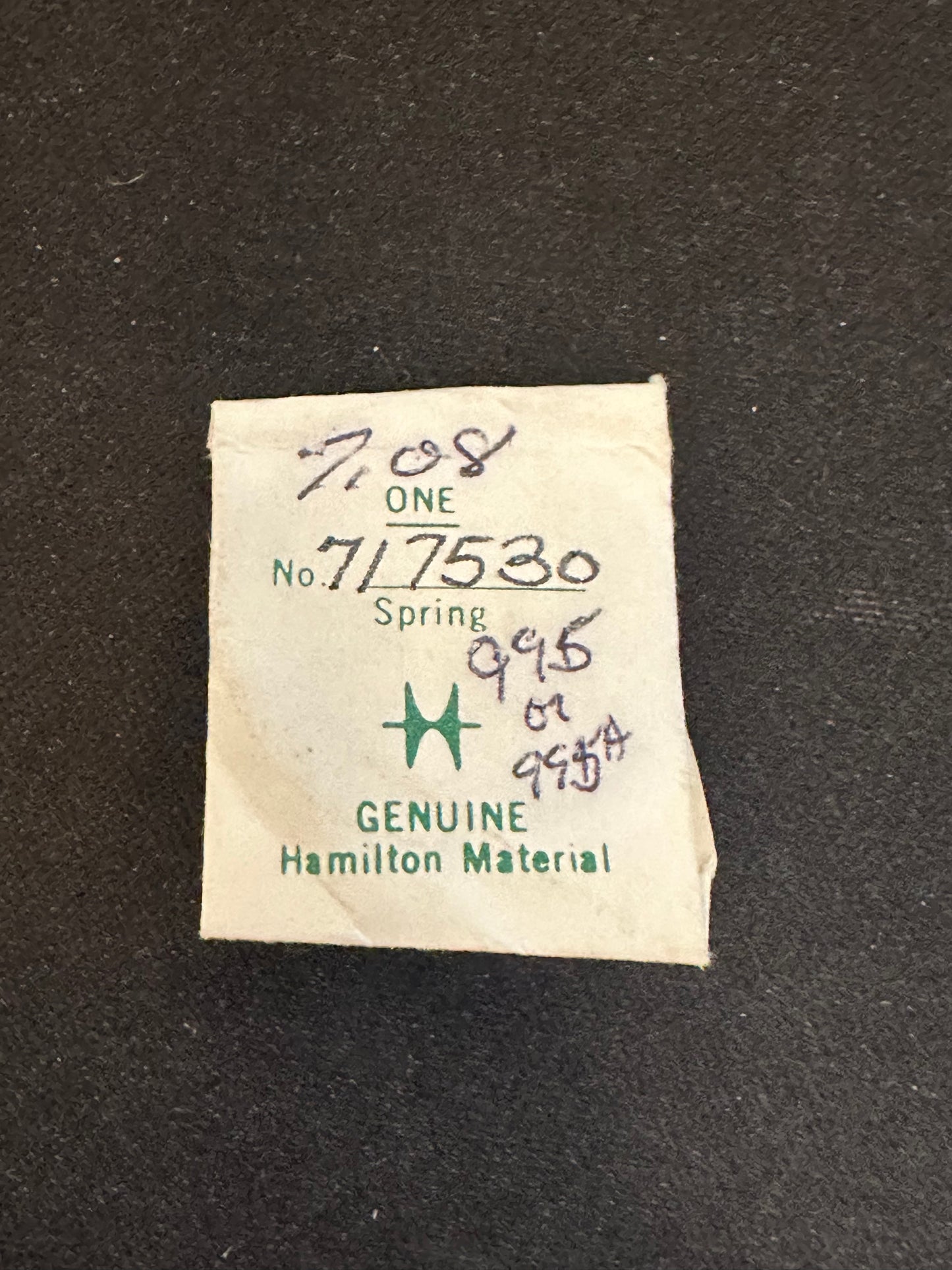 Hamilton Factory Dynavar Mainspring for 20/0 & 21/0s Hamilton No. 717530- Alloy