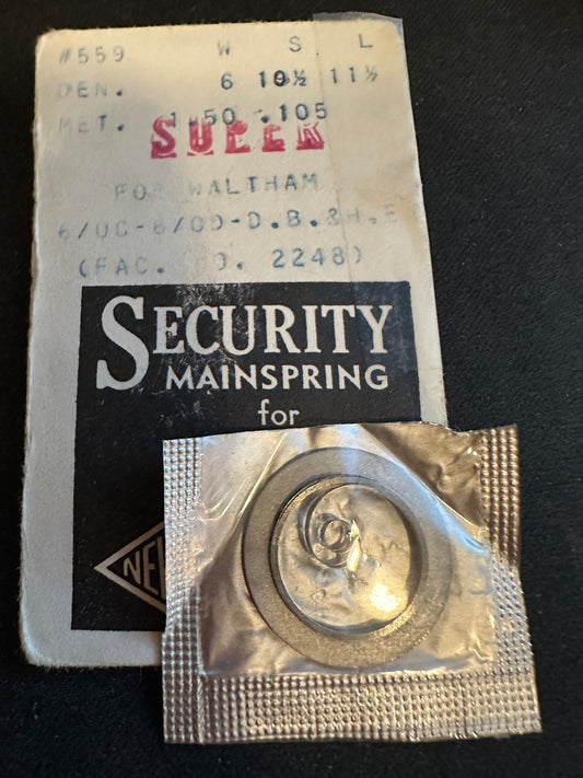 Newall SUPER Security Mainspring #559 for Waltham 6/0s (6/0C, 6/0C) No. 2248/2265 - Alloy