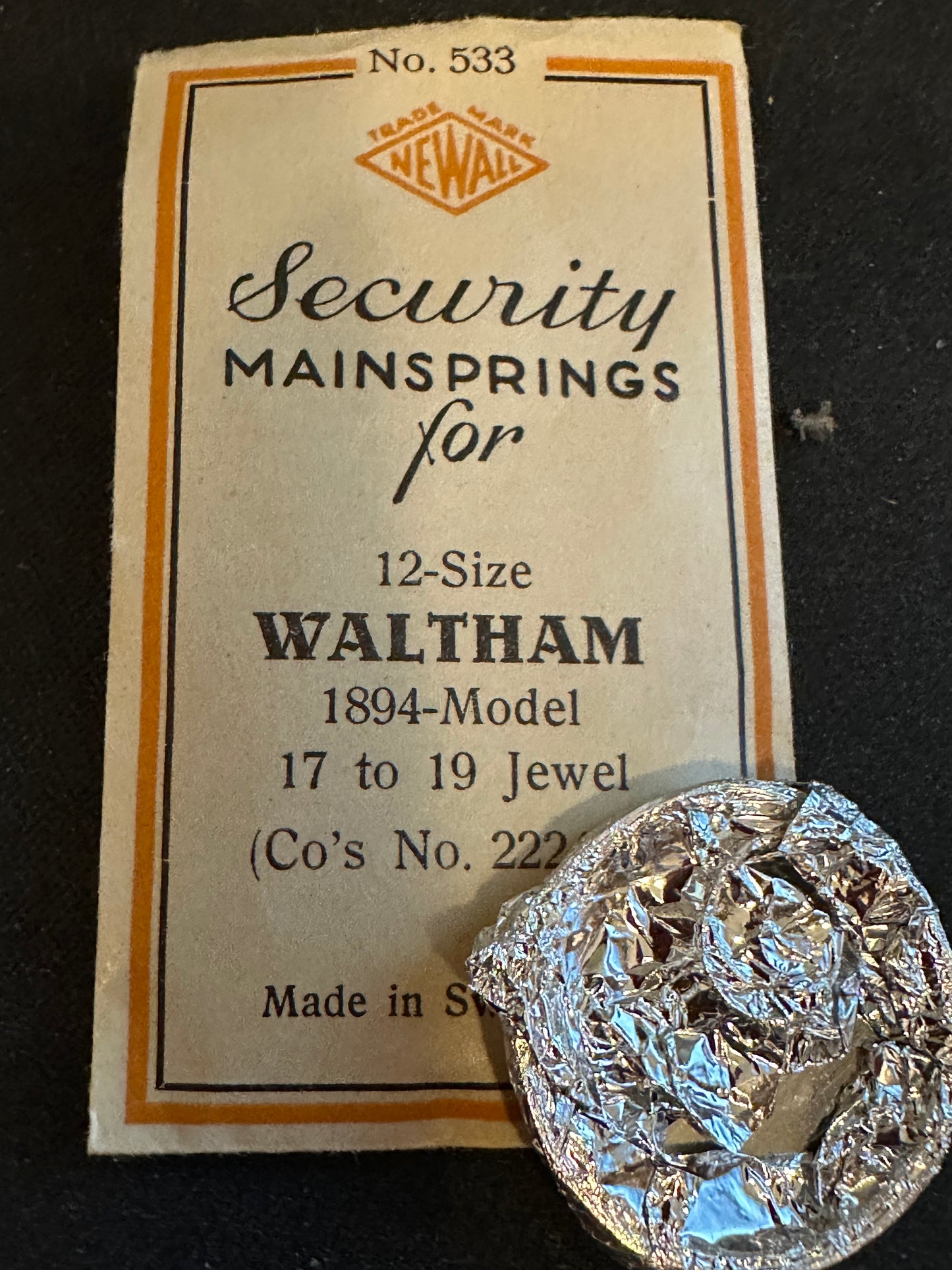 Newall Security Mainspring #533 for 12s Waltham No. 2224A - Steel