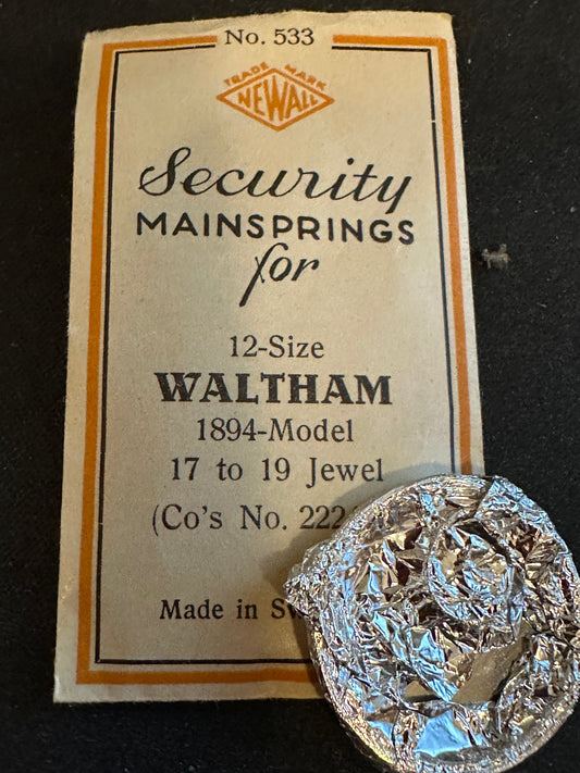 Newall Security Mainspring #533 for 12s Waltham No. 2224A - Steel