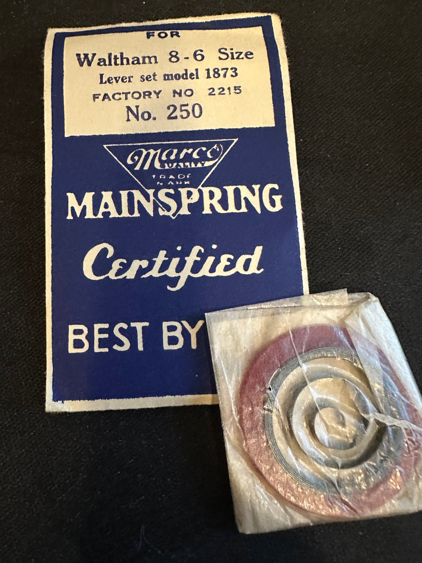 Marco Mainspring #250 for 6s & 8s Waltham Factory No. 2215 - Steel