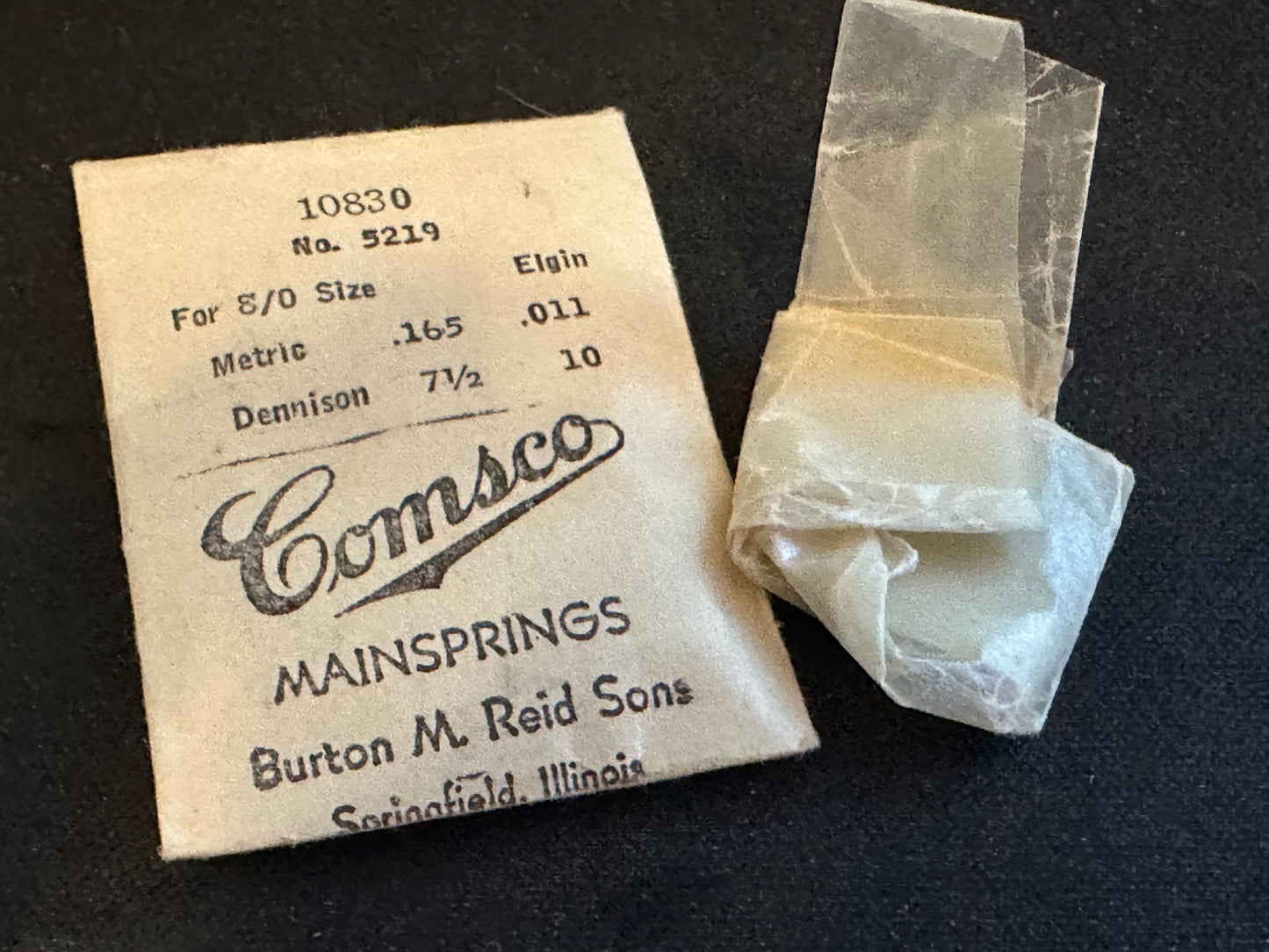 Comsco Mainspring #10830 for Elgin 8/0s Factory No. 5219 - Steel