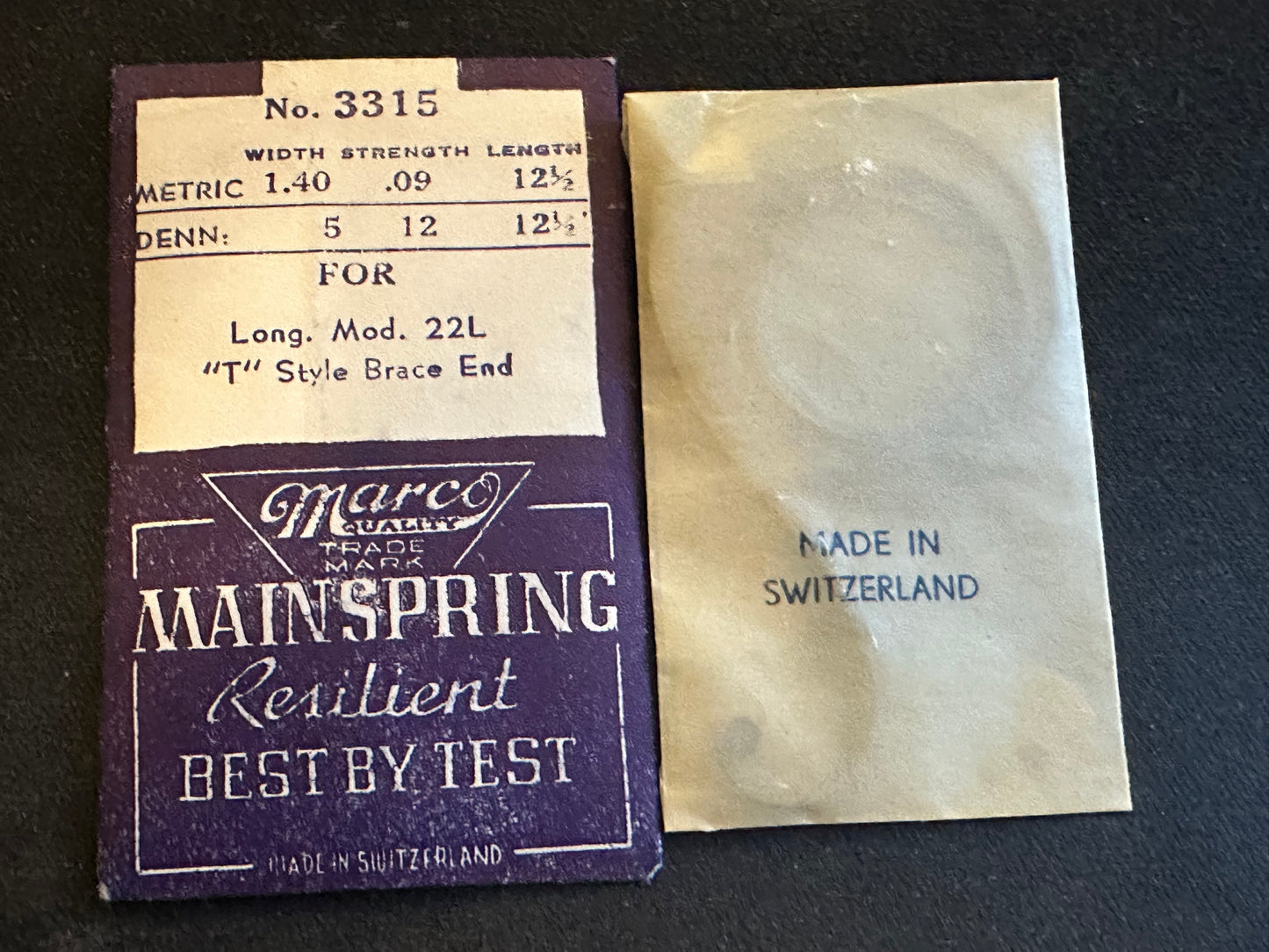 Marco Mainspring #3315 for Longines Caliber 22L - Steel