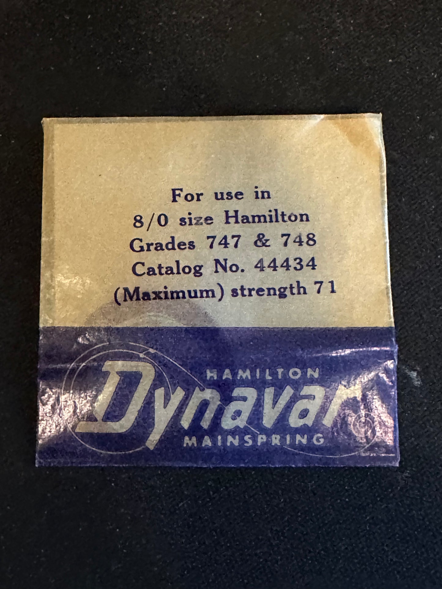 Hamilton Factory Dynavar Mainspring for 8/0s Factory No. 44434 - Alloy