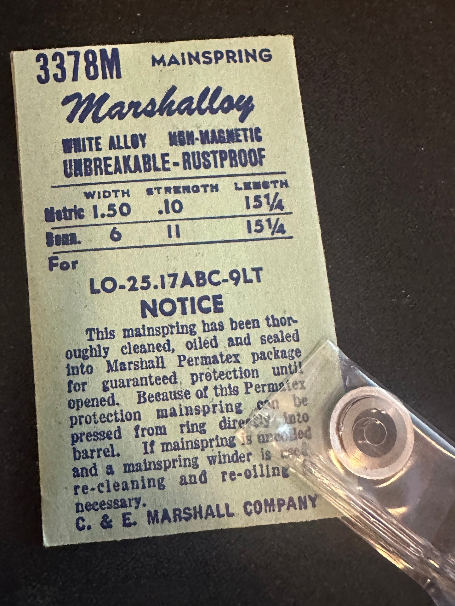 Marco Marshalloy Mainspring 3378M for Longines caliber 25.17ABC, 9LT - Alloy