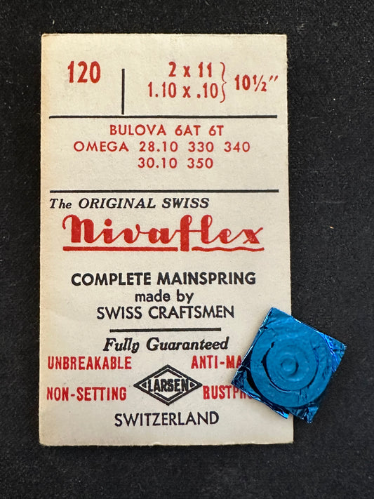 Nivaflex Mainspring #120 for Bulova 6AT, 6T, Omega 28.10, 330, 340, 30.10, 350 - Alloy