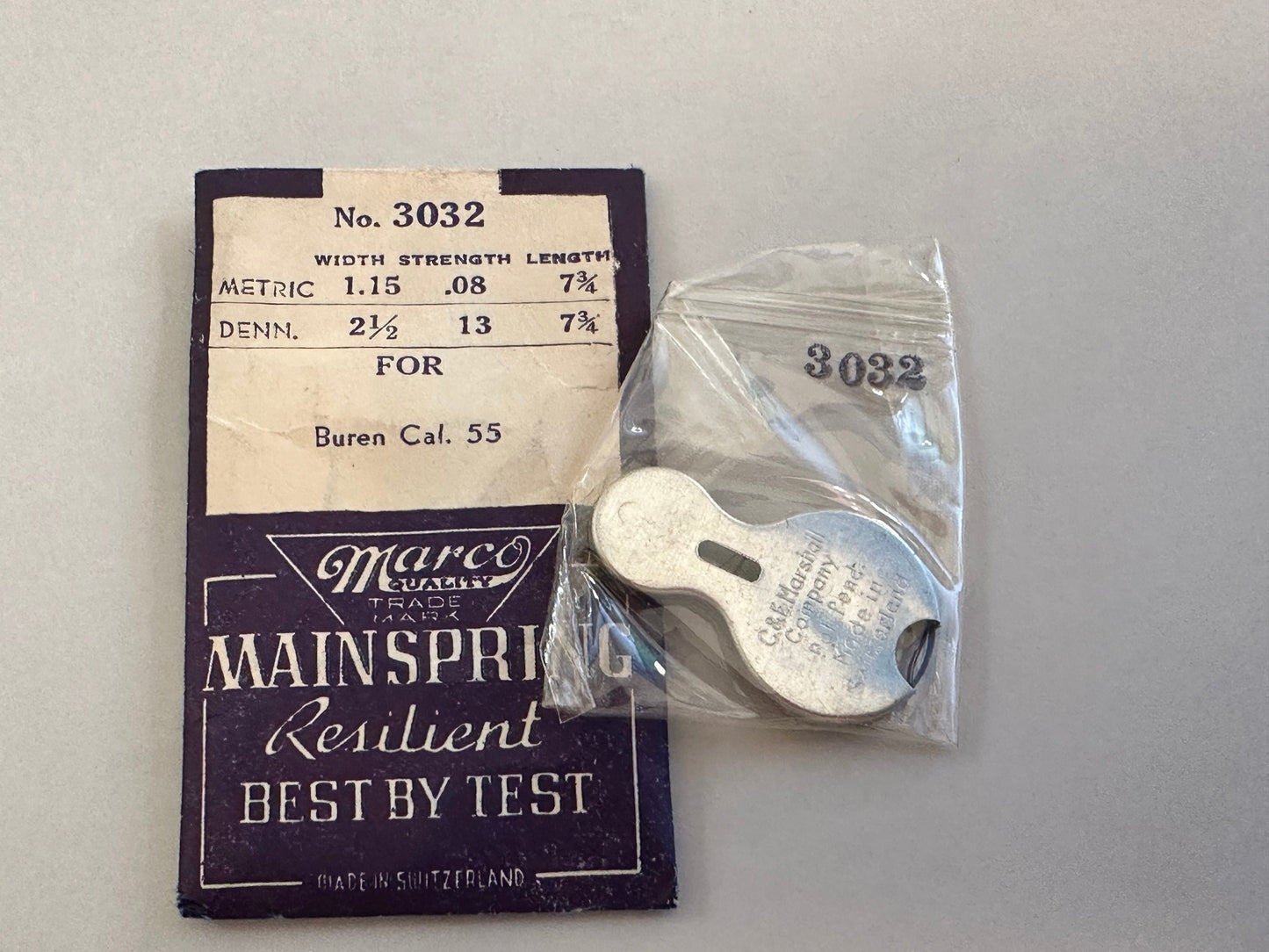 Marco Mainspring #3032 for Buren caliber 55 - Steel