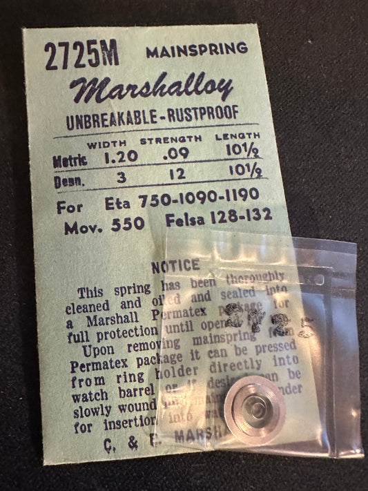 Marco Marshalloy Mainspring 2725M for Movado 550, Felsa 128, 132, ETA 750, 1090, 1190 - Alloy