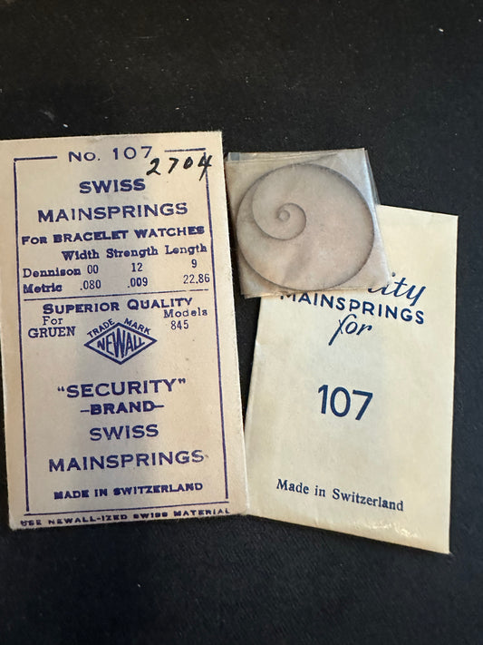 Newall Security Mainspring #107 for Gruen caliber 845 - Steel