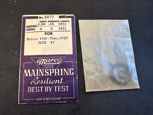 Marco Mainspring #2877 for 17 ligne Bulova 17M, 17CT - Steel