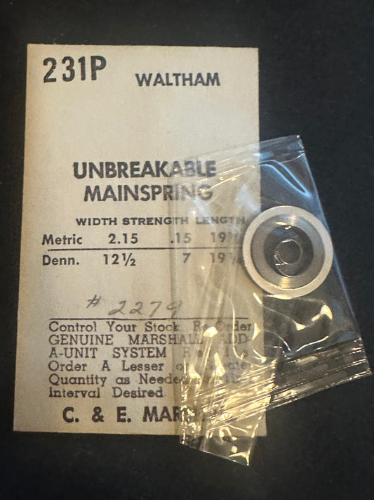 Marco Mainspring 231P for 12s Waltham 17j No. 2224A / 2279 - Alloy