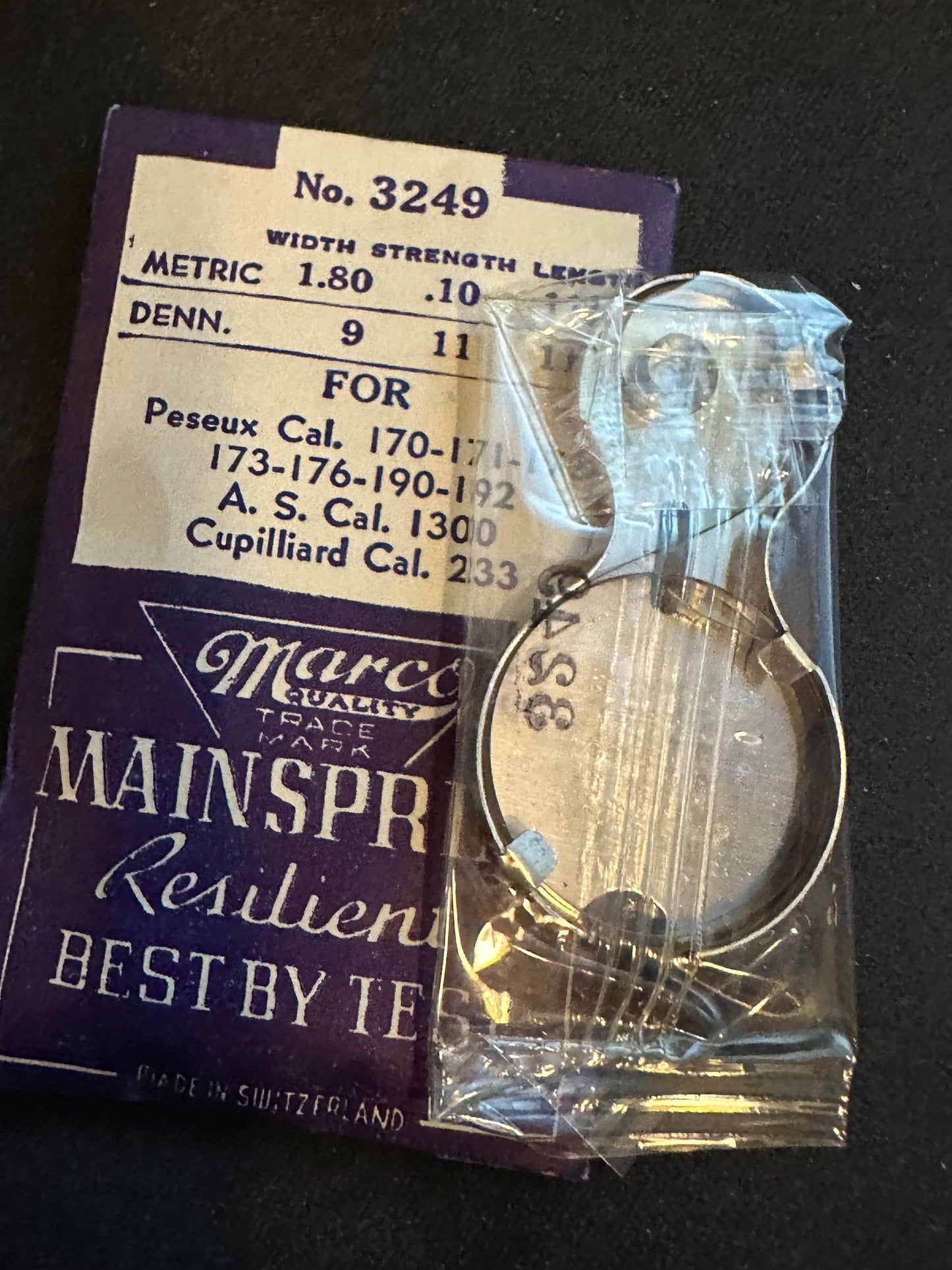 Marco Mainspring #3249 for AS 1300, Cupilliard 233, Peseux 170 to 176 - Steel