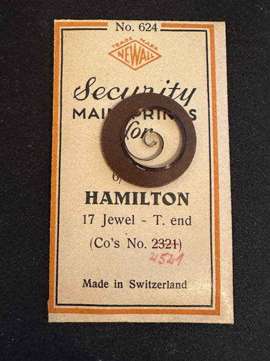 Newall Security Mainspring #624 for Hamilton 6/0s Factory No. 2321 - Steel