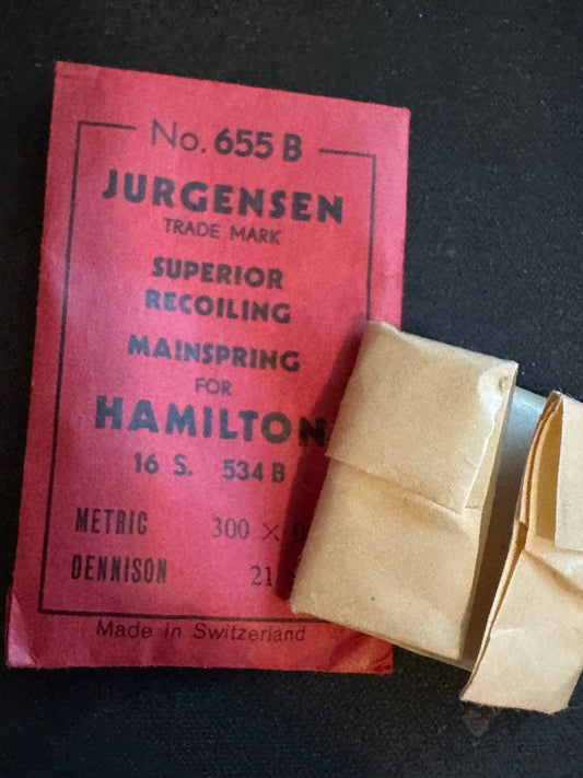 Jurgensen Mainspring #655B for 16s Hamilton Watch No. 534B - Steel