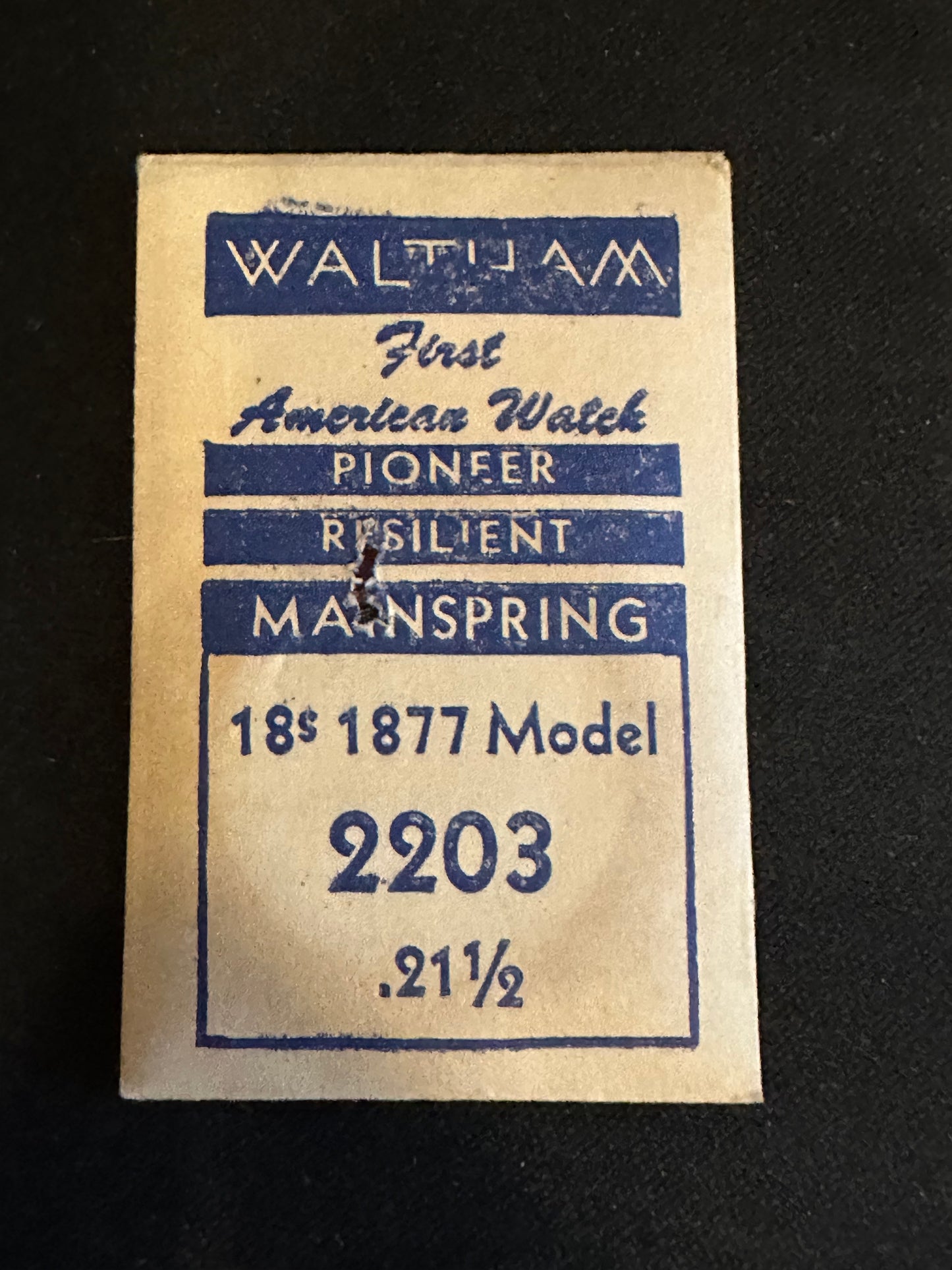 Waltham Factory Mainspring for 18s Model 1877 No. 2203 - Steel
