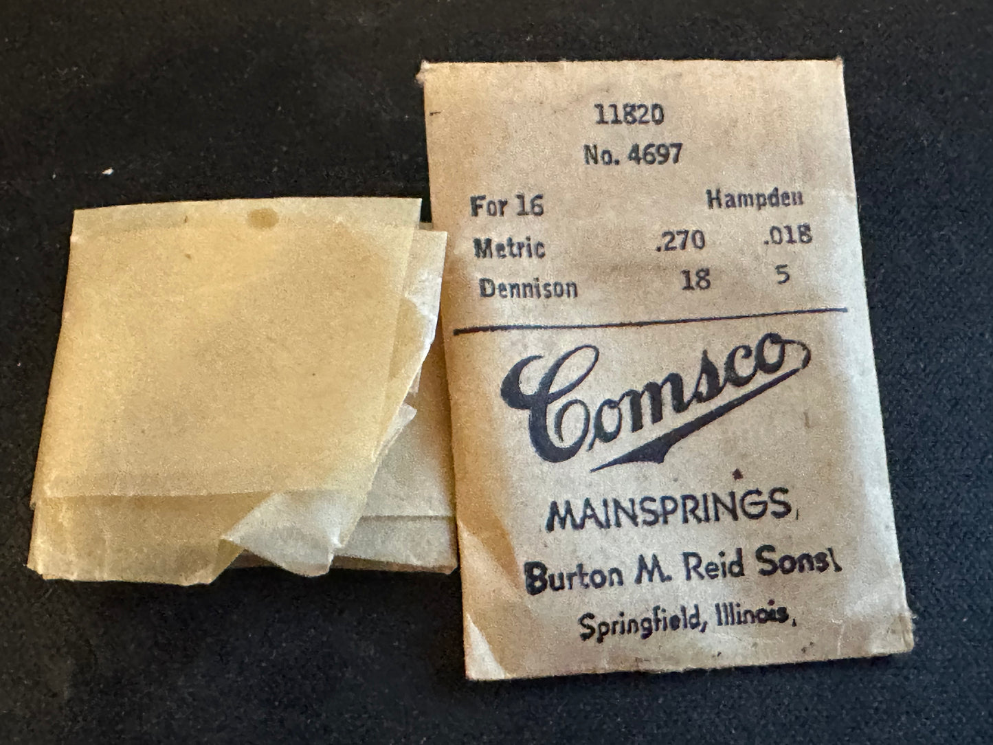 Comsco Mainspring #11820 for 16s Hampden Factory No. 4697 - Steel