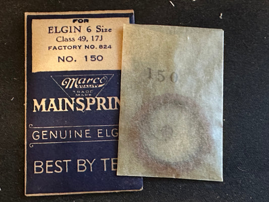 Marco Mainspring #150 for 6s Elgin movements Factory No. 824 - Steel