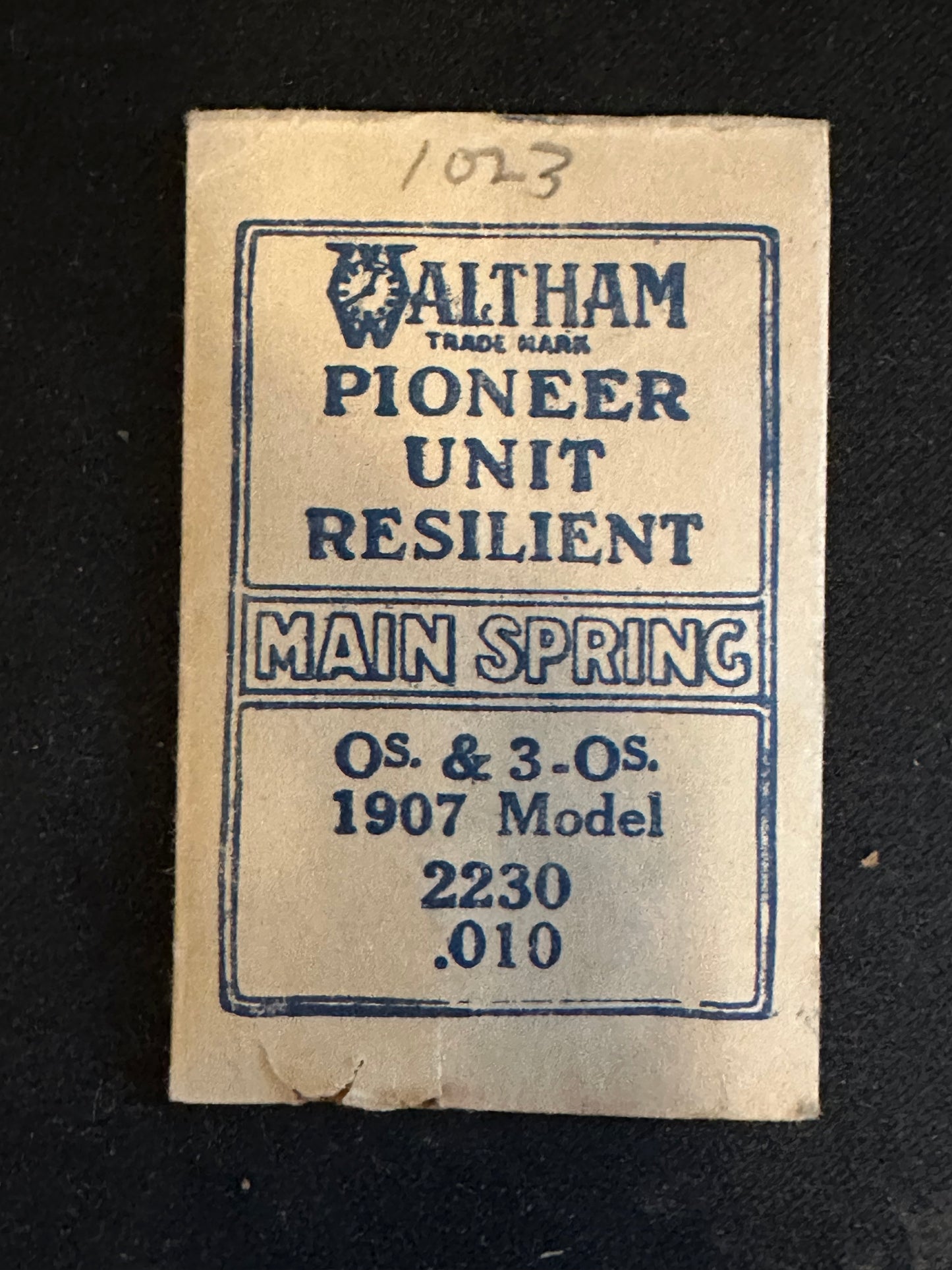 Waltham Factory Mainspring for 0s & 3/0s 1907 Model No. 2230 - Steel