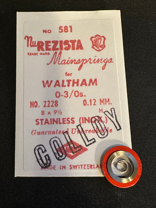 NuRezista Mainspring #581 for Waltham 0s & 3/0s Factory No. 2228 - Alloy