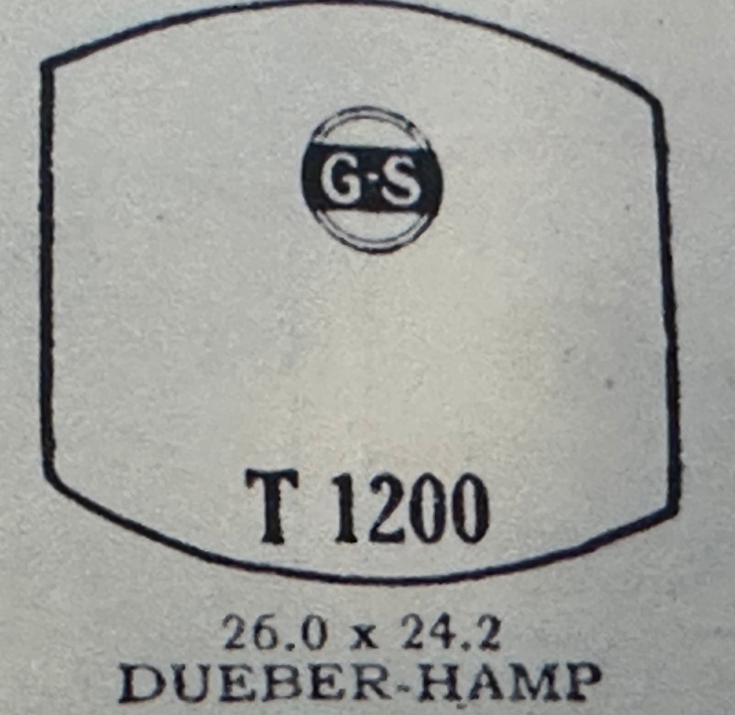 Mercury Flat Crystal T2602 (GS T1200) for DUBER-HAMPDEN - 26.0 x 24.2 mm - New