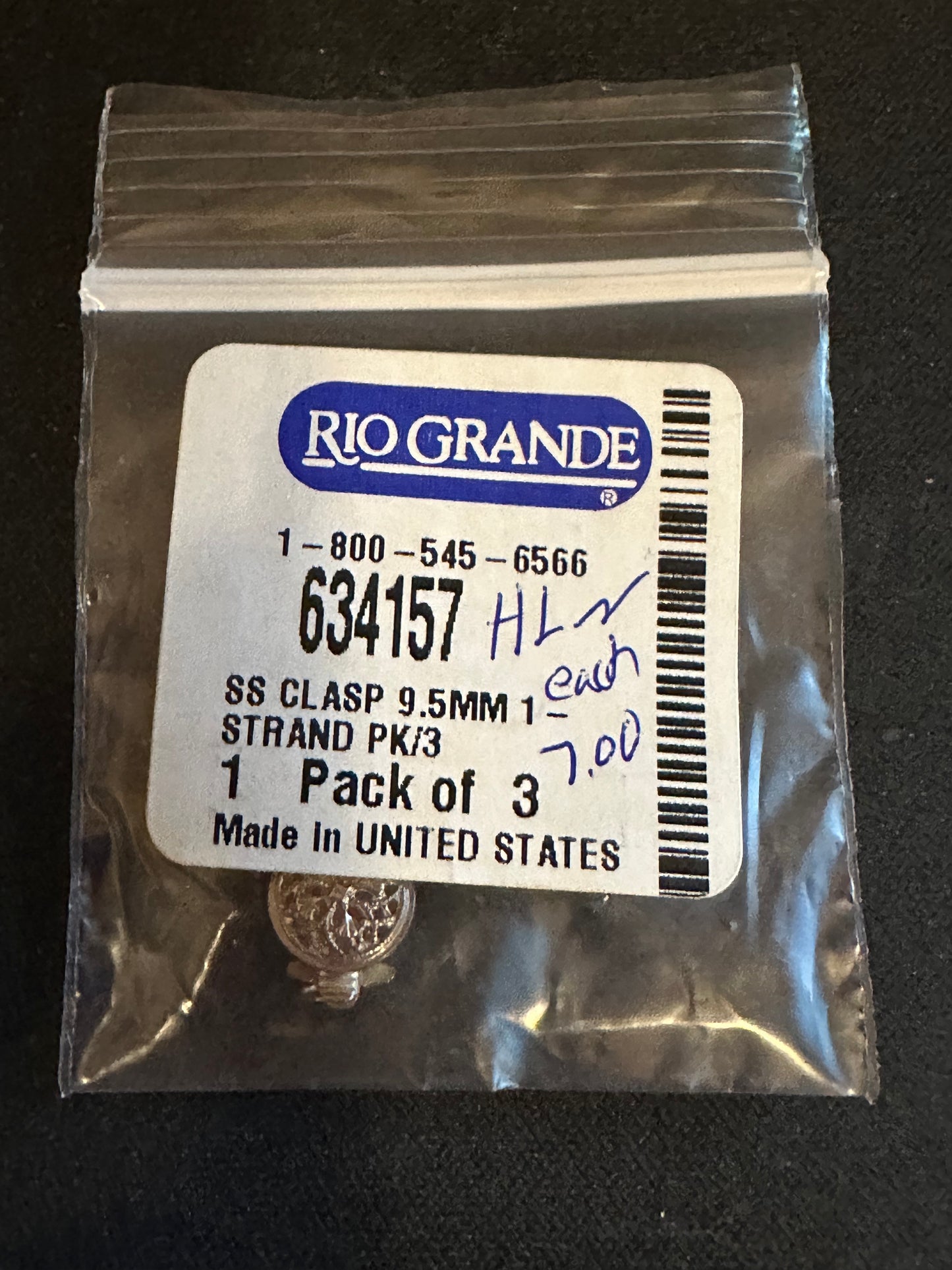 Pack of 3 - Sterling Silver Round 9.5mm diameter Filigree Box Safety Clasps, 2-Strand - New in bag