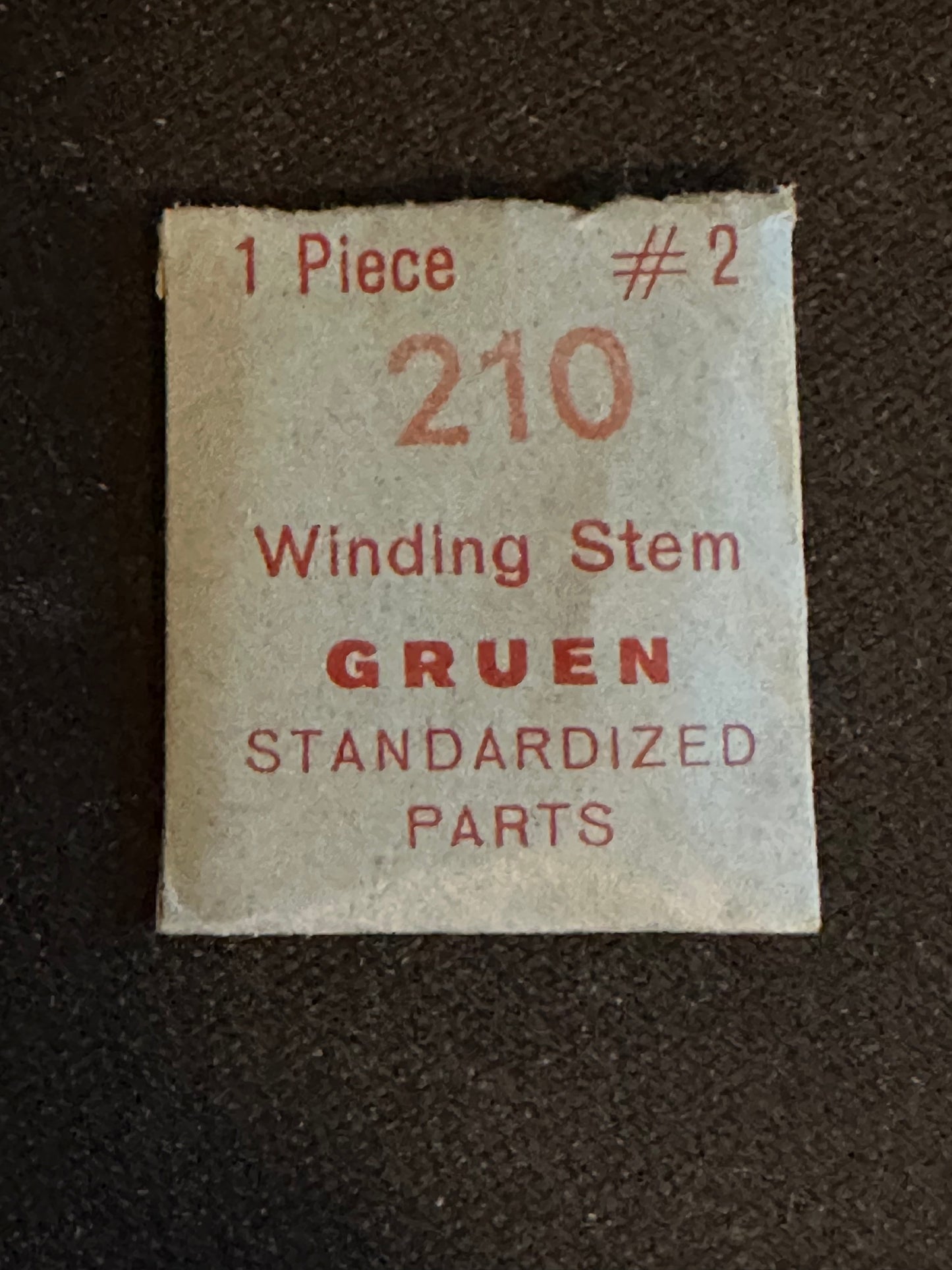Gruen Factory stem for caliber 210, 211, 212 - new in envelope