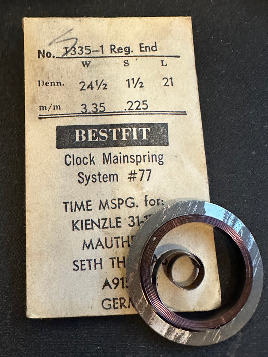 BESTFIT Clock TIME Mainspring for Mauthe 34, Kienzle 31-171, Seth Thomas A915-102, No. T335-1