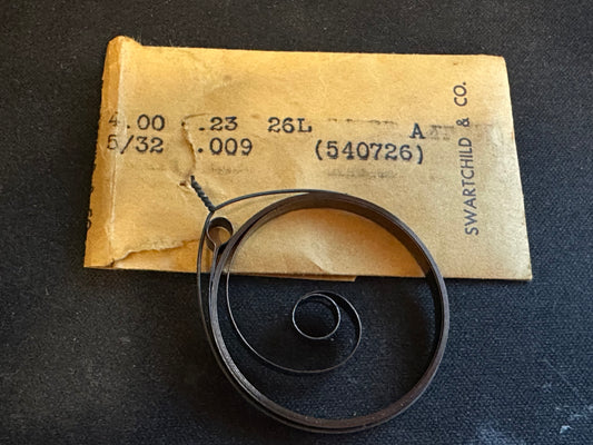 Swartchild Loop Clock ALARM Mainspring for New Haven - 5/32" x .009" x 26" Long - CML 40.2