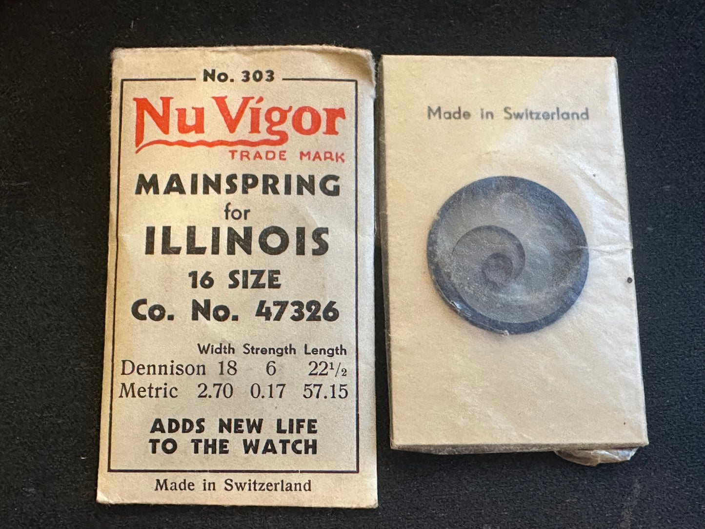 NuVigor Mainspring #303 for Illinois 16s Factory No. 47326 - Steel