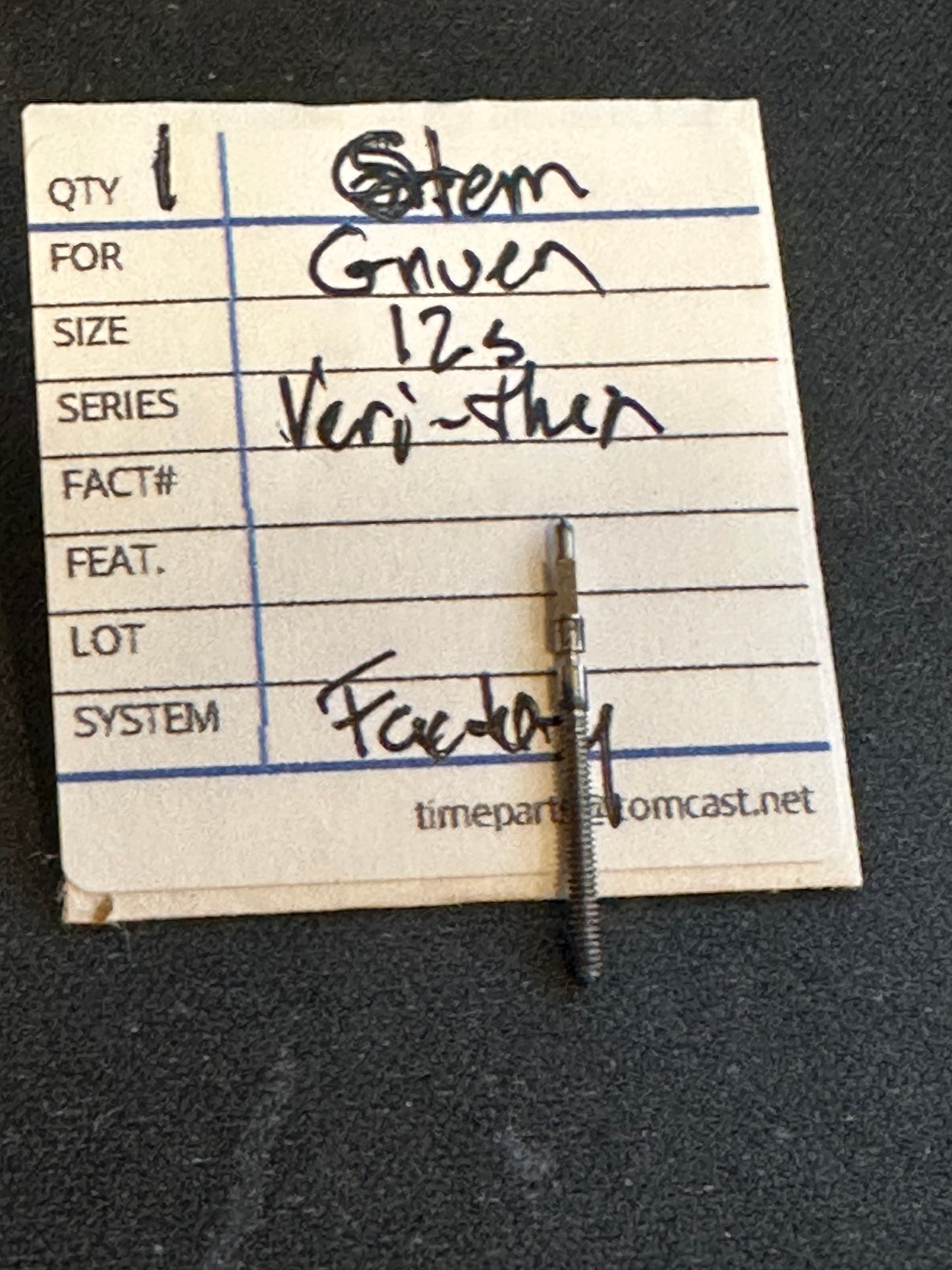 Gruen Factory stem for 17L caliber V1 to V3 - new in envelope